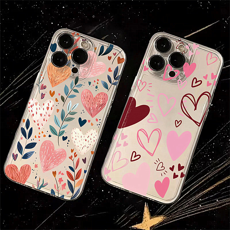 Phone Cases Xs Iphone - เคสโทรศัพท์ซิลิโคนลายหัวใจ ใบไม้ ดวงตา พระจันทร์ สำหรับ iPhone