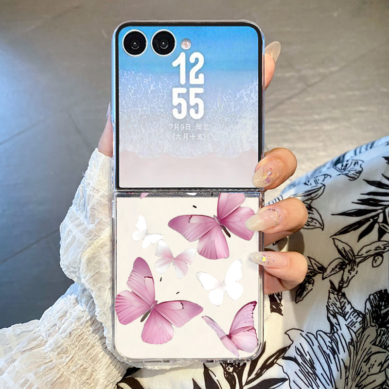Phone Cases Z Flip 6 - เคสโทรศัพท์ลายผีเสื้อน่ารักสำหรับซัมซุงกาแล็กซี่ซีฟลิป 8 7 6 5 4