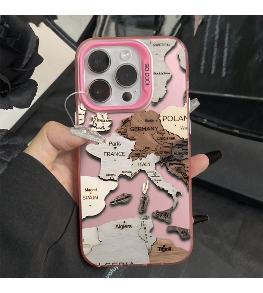 Phone Cases Europe - เคสโทรศัพท์ลายแผนที่ยุโรป 3 มิติ วินเทจ สำหรับ iPhone