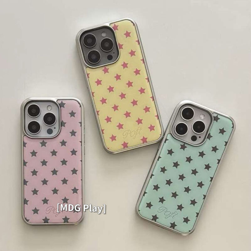 Phone Cases Korea - เคสโทรศัพท์ลายดาวสีสันสไตล์เกาหลี พร้อมการเคลือบเงาและกาวหยด สำหรับ iPhone 18 Pro
