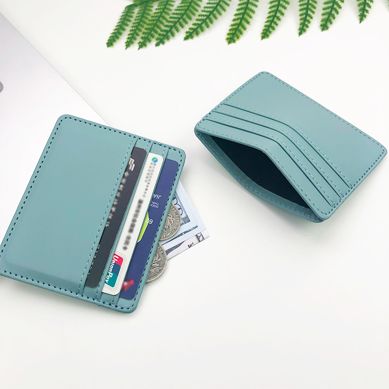 Slim Card Slot Case - 1Pc Pu หนัง ID ผู้ถือบัตร Candy