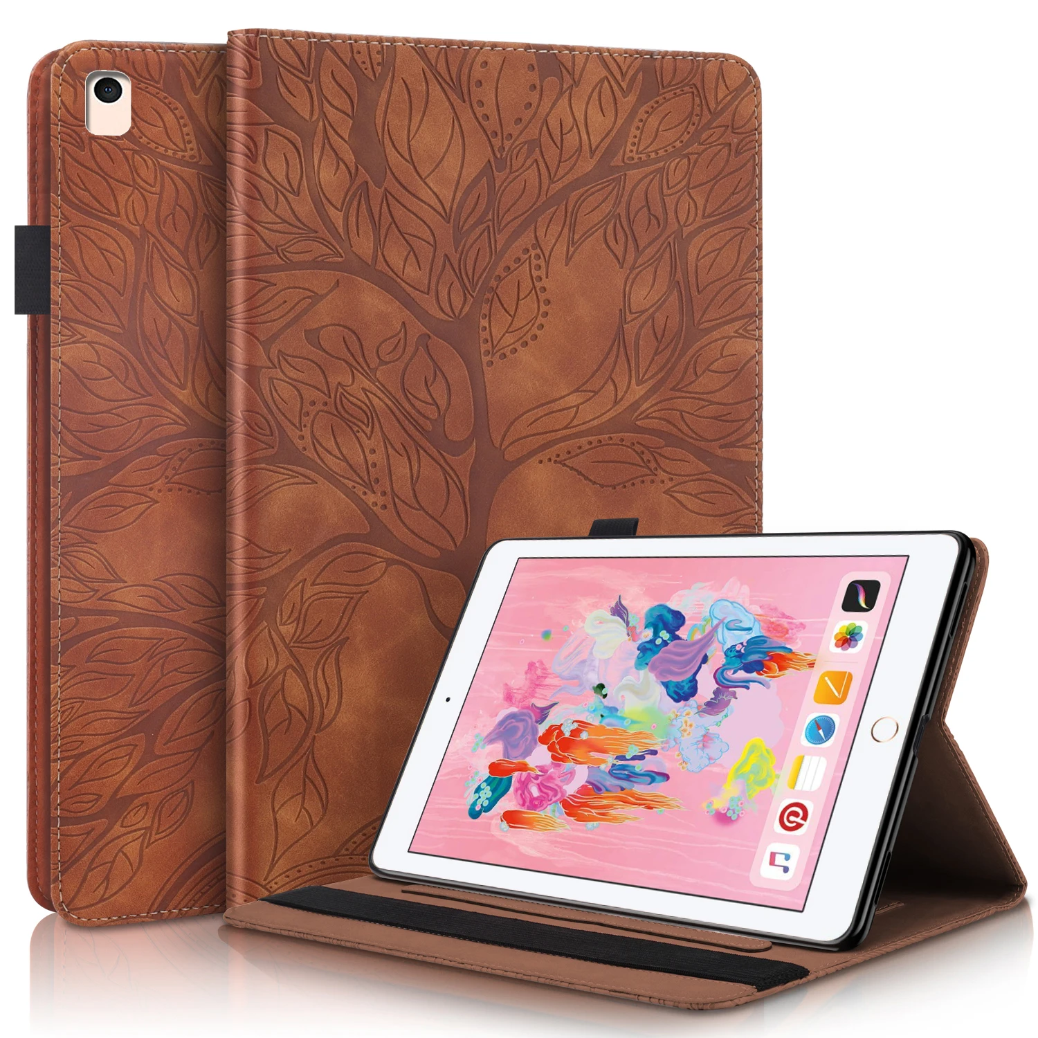 Leather Folio Wallet Case - กระเป๋าสตางค์หนังพลิกสําหรับIPad Pro 2021 9th 10.2 นิ้ว
