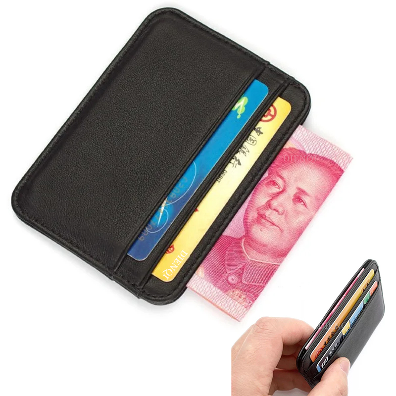 Card Holder Slim Case - ที่ใส่บัตรหนังแท้สำหรับผู้ชาย ที่ใส่บัตรเครดิต บัตรประจำตัว กระเป๋าสตางค์หนังแท้ทรงบางสีดำสำหรับผู้ชาย