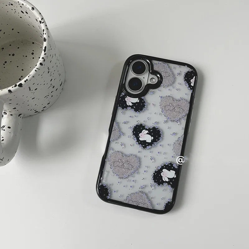 Phone Cases Korea - เคสโทรศัพท์อะคริลิกลายกระต่ายดอกไม้สีม่วงสไตล์เกาหลีเรโทรสำหรับ iPhone 17 Pro 16 15
