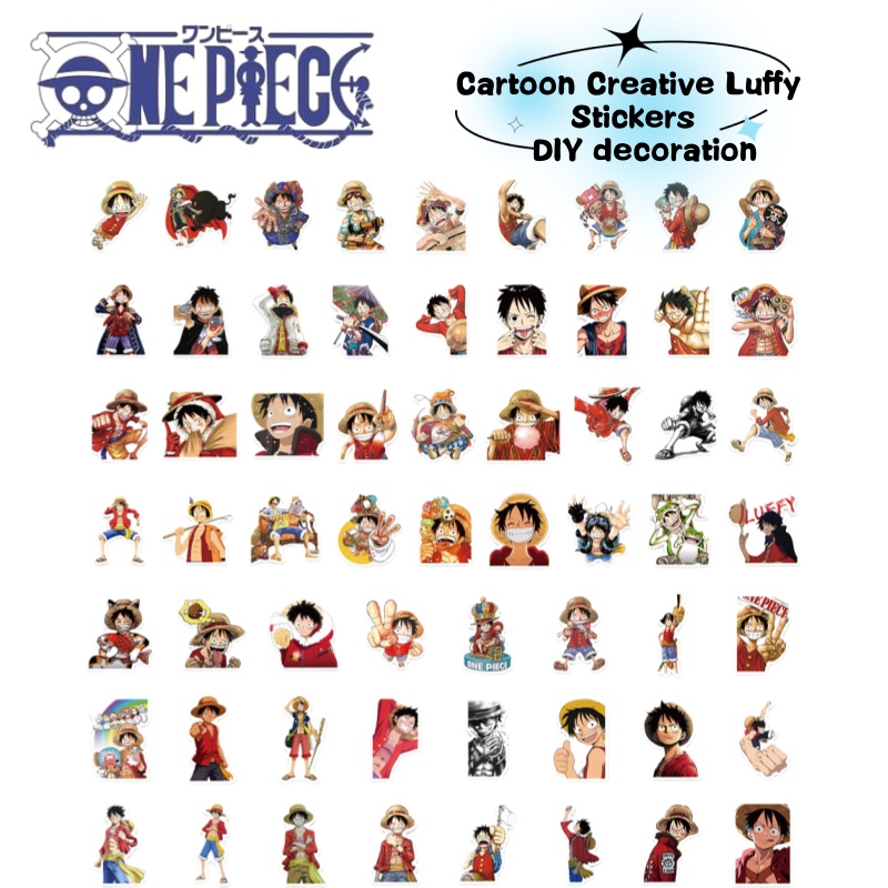 Phone Cases One Piece - สติกเกอร์ลายการ์ตูนลูฟี่จากอนิเมะวันพีซ สำหรับตกแต่งแก้วน้ำ เคสโทรศัพท์ กระเป๋าเดินทาง และงานตกแต่ง DIY