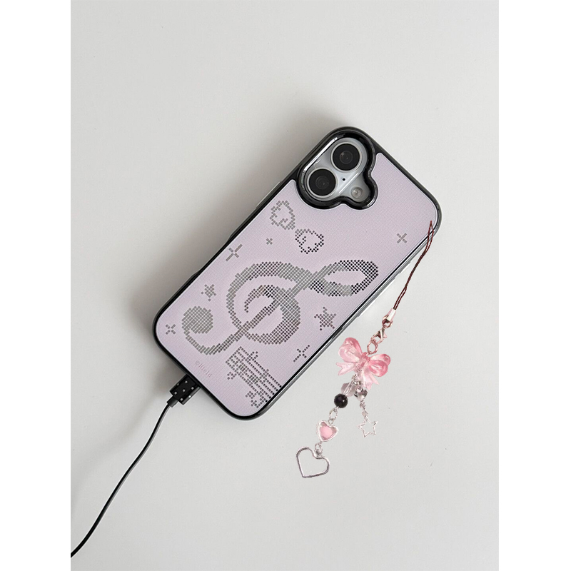 Phone Cases Korea - เคสโทรศัพท์ลายโมเสคสีชมพูสไตล์เกาหลี พร้อมลายโน้ตดนตรี สำหรับ iPhone 17 Air