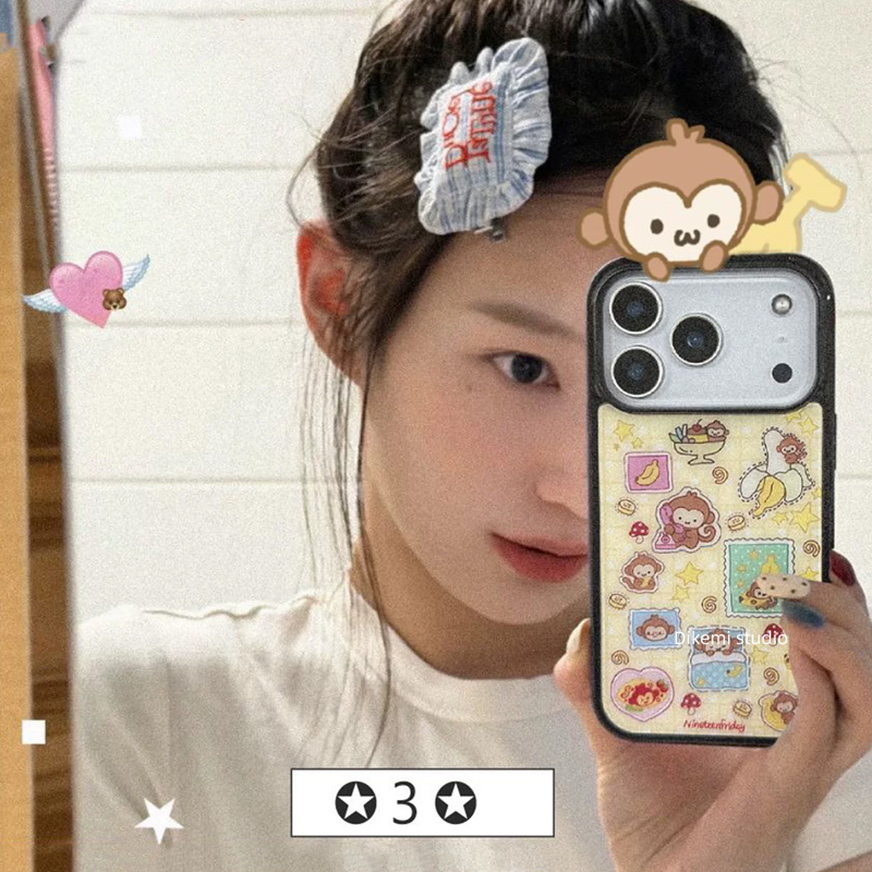Phone Cases Korea - เคสโทรศัพท์มือถือลายกล้วยลิงสีน้ำเงินเหลืองสไตล์เกาหลี สำหรับ iPhone 17 Air 16