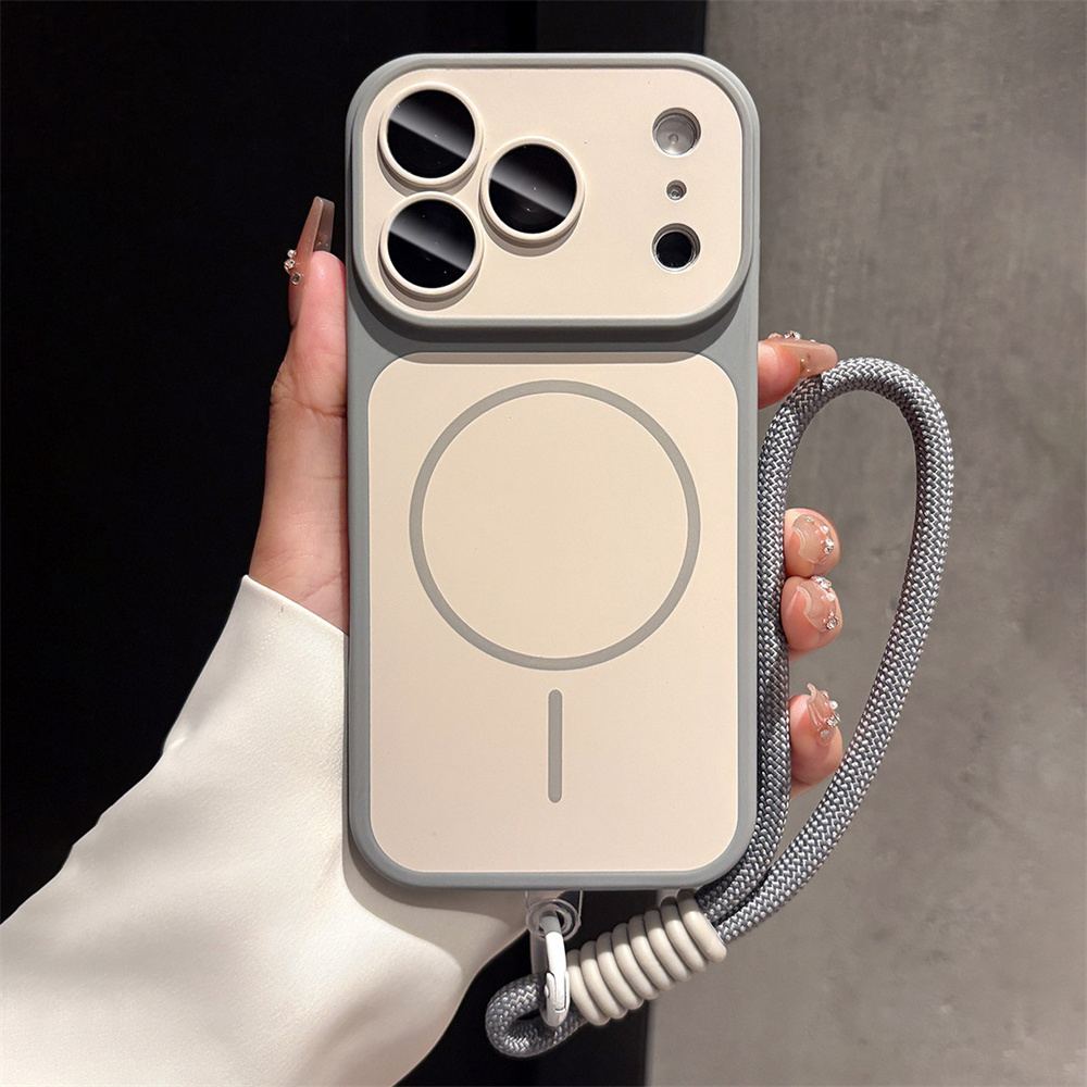 Matte Frosted Case - สายคล้องคอหรูหราสำหรับเคสโทรศัพท์แบบด้าน MagSafe สำหรับ iPhone 16 17