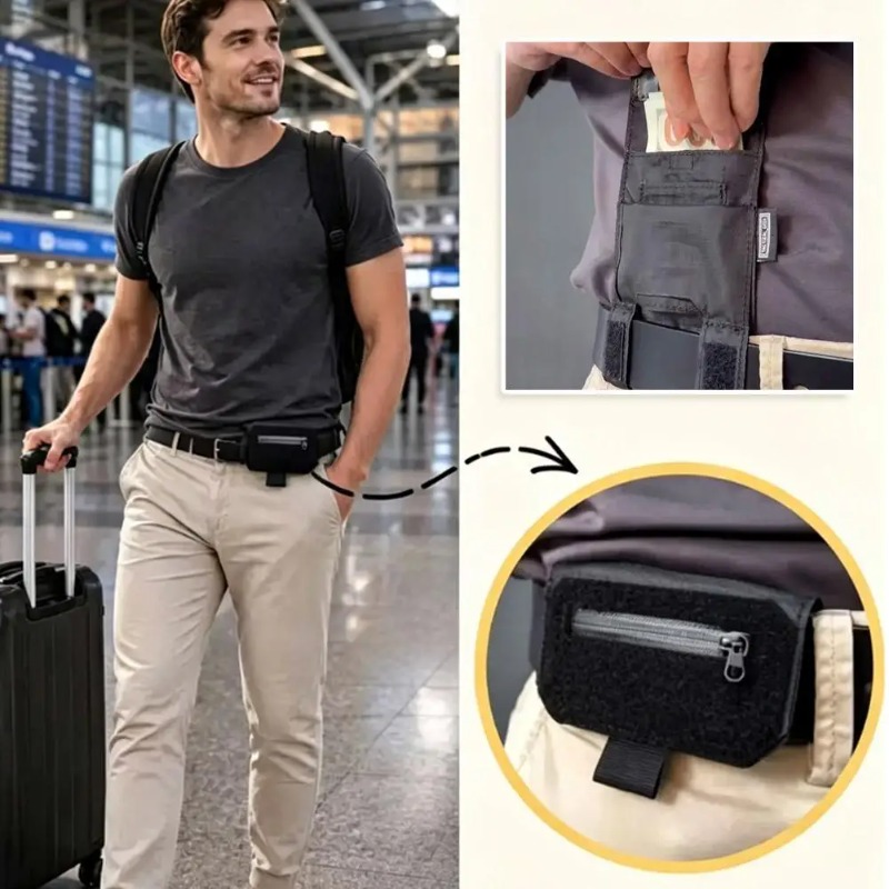 Card Holder Slim Case - กระเป๋าคาดเอวพกพา, ของขวัญสำหรับผู้ชาย, กระเป๋าเงินซ่อนขนาดบางสำหรับใส่เงินสด, บัตร และพาสปอร์ตสำหรับของใช้จำเป็นในชีวิตประจำวันและการเดินทาง