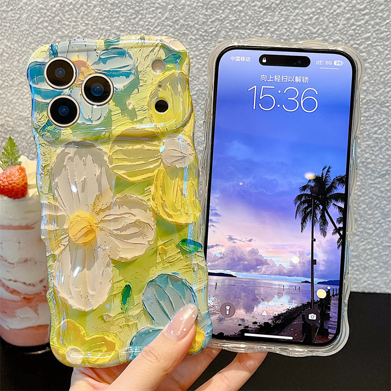 Apple Iphone 16 - เคสโทรศัพท์ลายภาพวาดสีน้ำมันดอกไม้ลายคลื่น สำหรับ iPhone 17 Air 16