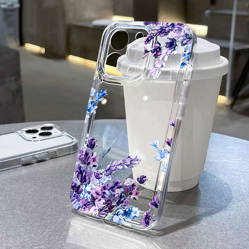 Phone Cases Xs Iphone - เคสโทรศัพท์ TPU นุ่มลายดอกไม้สีม่วงสำหรับ iPhone 17 16