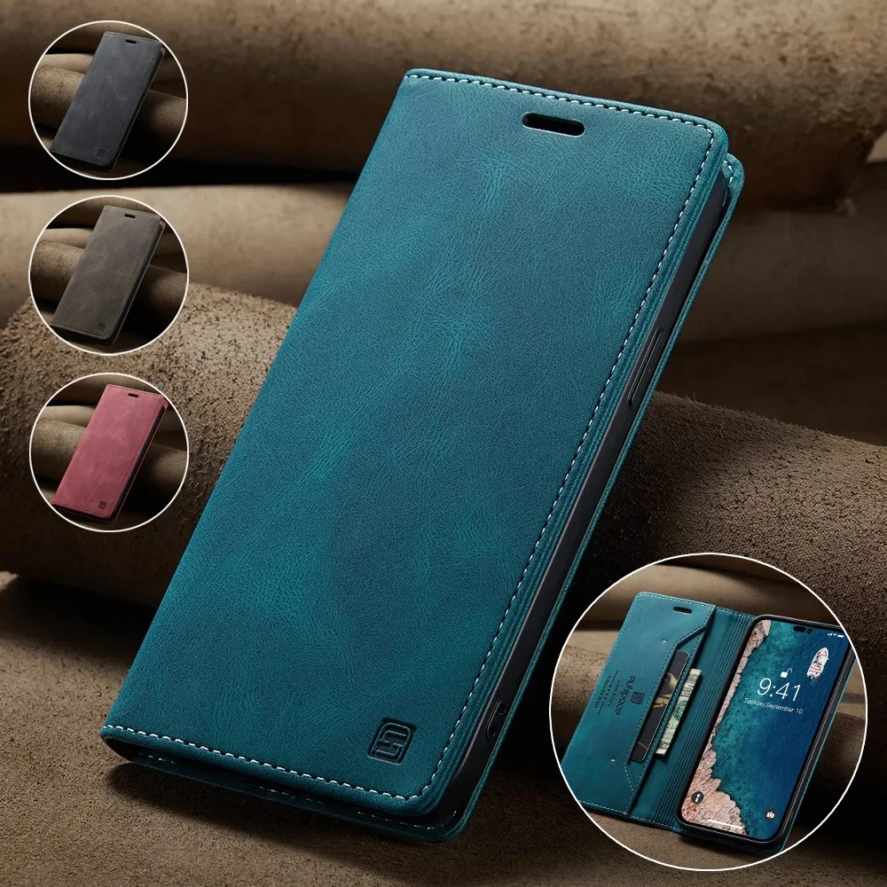 สําหรับIPhone 16 15 14 13 12 1 - Leather Folio Wallet Case บทวิจารณ์และราคา