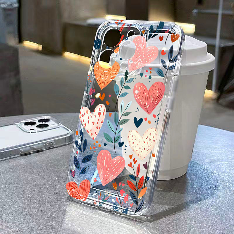 เคสโทรศัพท์ซิลิโคนลายหัวใจ ใบไ - Phone Cases Xs Iphone บทวิจารณ์และราคา