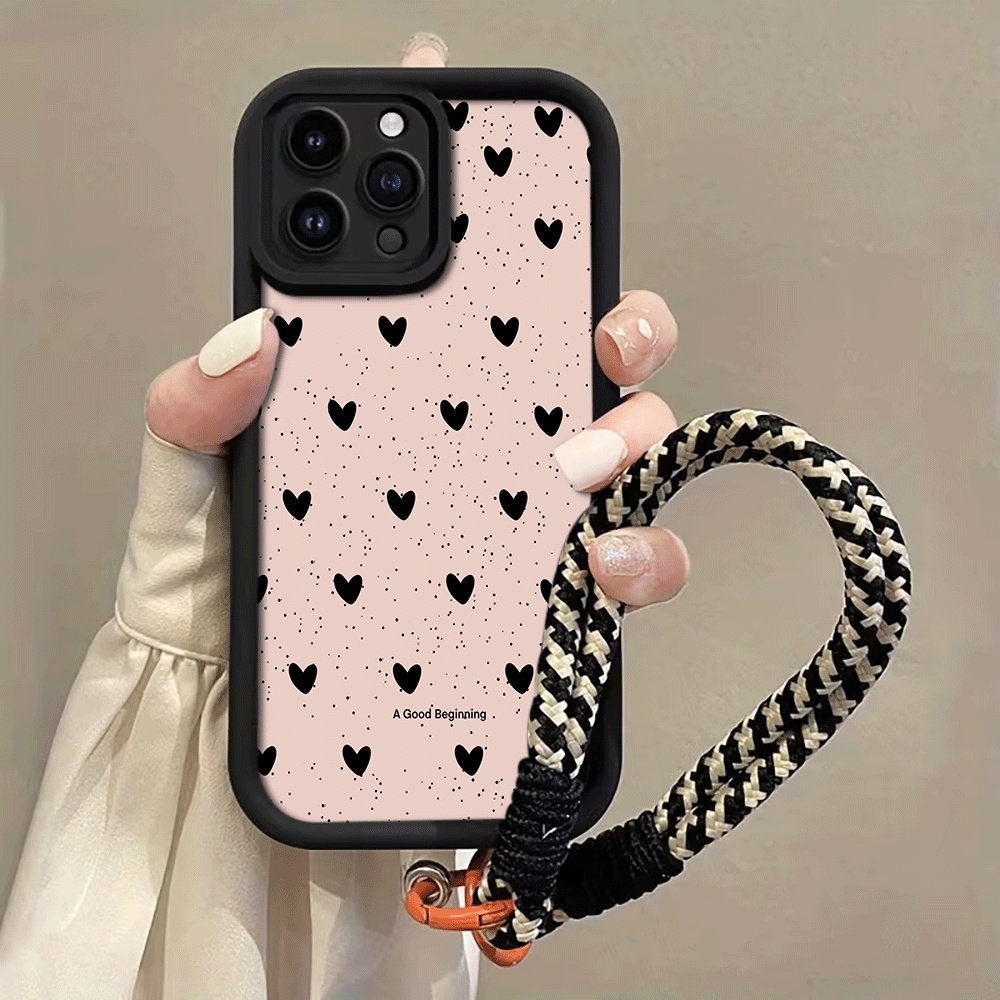 เคสโทรศัพท์ลายหัวใจสีดำพร้อมสา - Phone Cases With Loop บทวิจารณ์และราคา